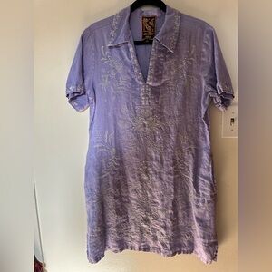 Johnny Was Embroidered Linen Dress